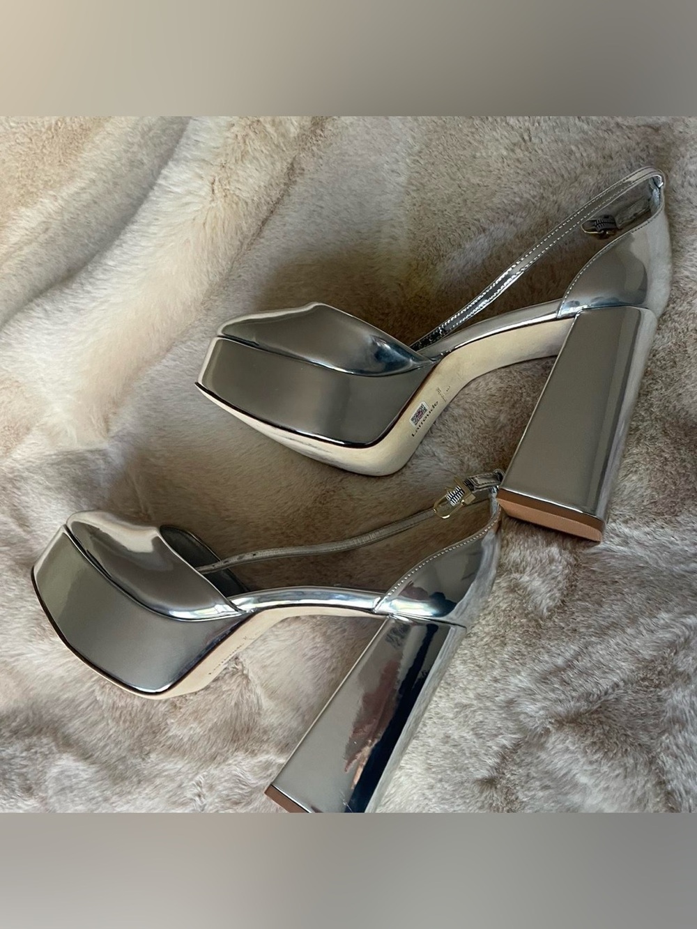 Silver Platform Block Heel Sandals - Women's